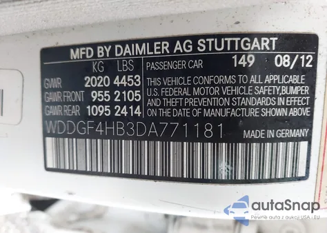 2013 Mercedes-Benz C 250 Luxury z USA, uszkodzony, nr VIN WDDGF4HB3DA771181